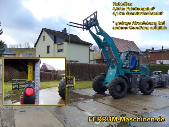 Preview: Radlader FERRUM DM732 x4 neues Modell, mit 4,05meter Hubhöhe auf der Palettengabel oder 4,15m auf der Schaufel